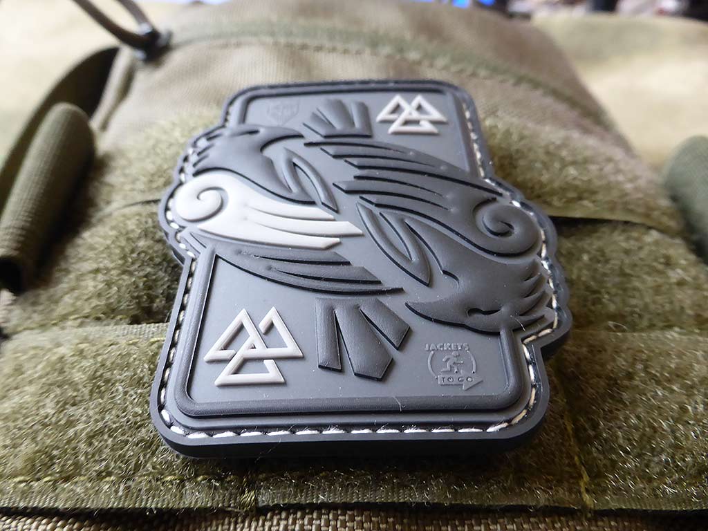 Patch RAVEN d'Odin, gris / Patch en caoutchouc 3D