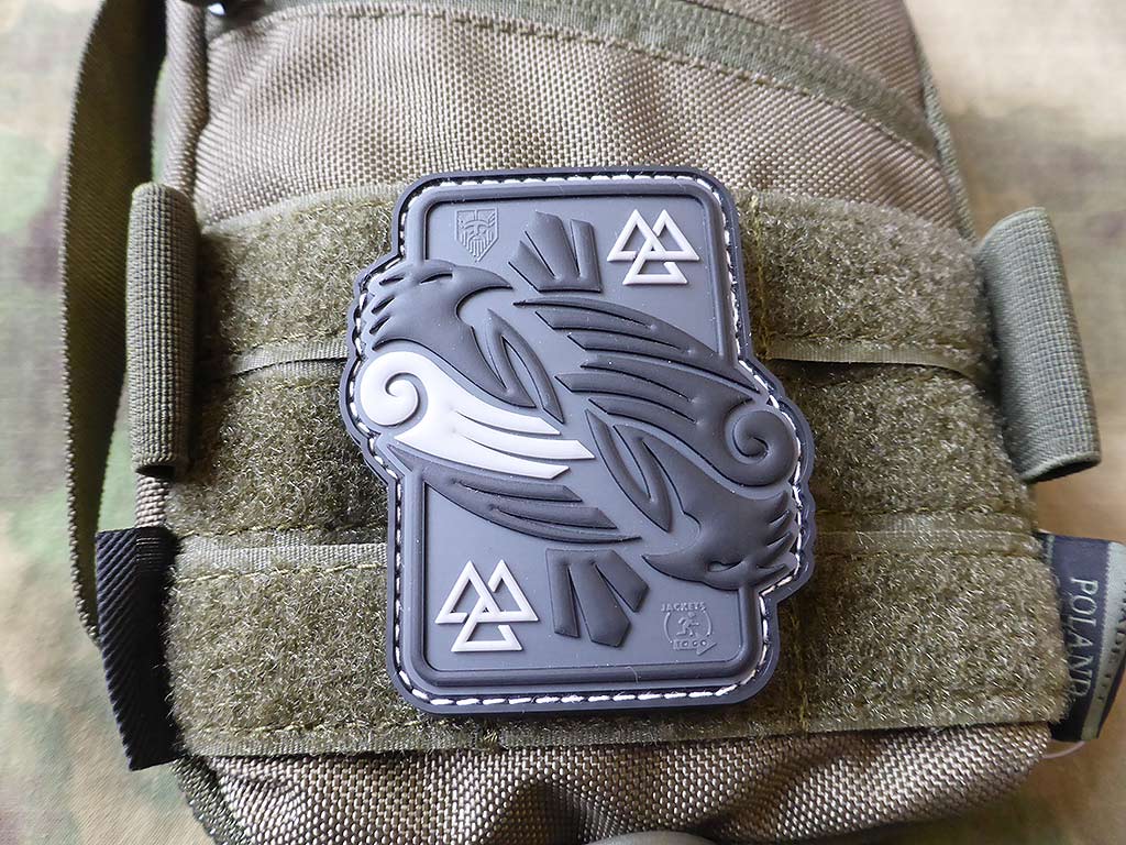 Patch RAVEN d'Odin, gris / Patch en caoutchouc 3D