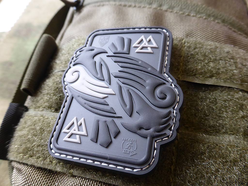 Patch RAVEN d'Odin, gris / Patch en caoutchouc 3D