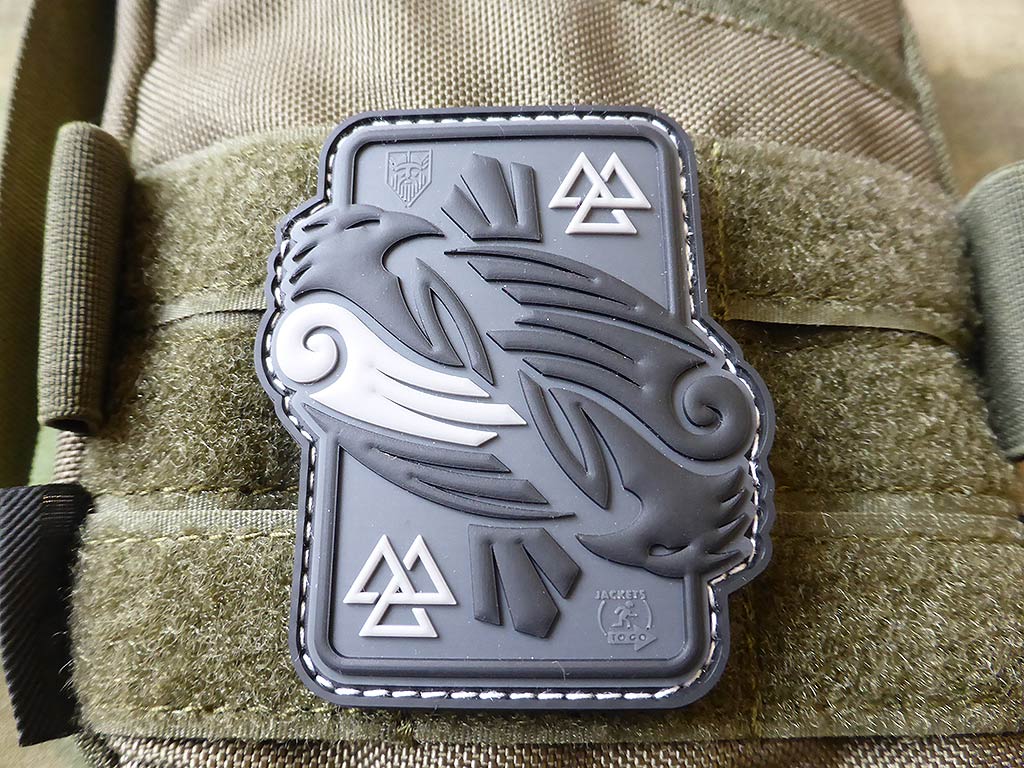 Patch RAVEN d'Odin, gris / Patch en caoutchouc 3D