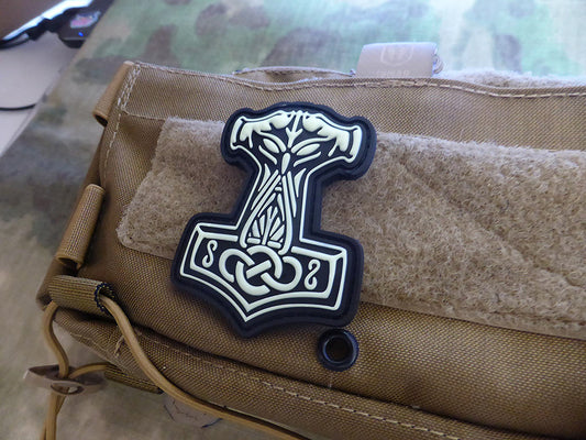 Thors Hammer Mjölnir Patch, gid  / 3D Rubber Patch