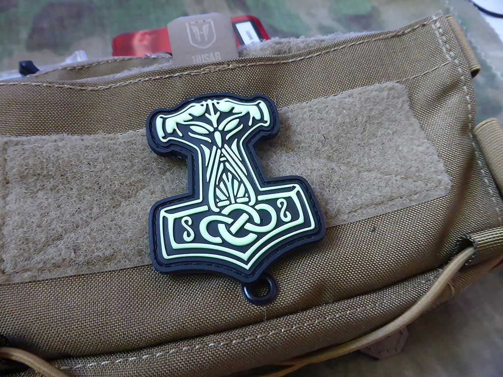 Thors Hammer Mjölnir Patch, gid  / 3D Rubber Patch