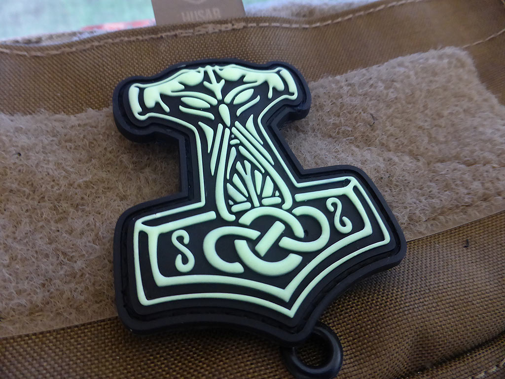 Thors Hammer Mjölnir Patch, gid  / 3D Rubber Patch