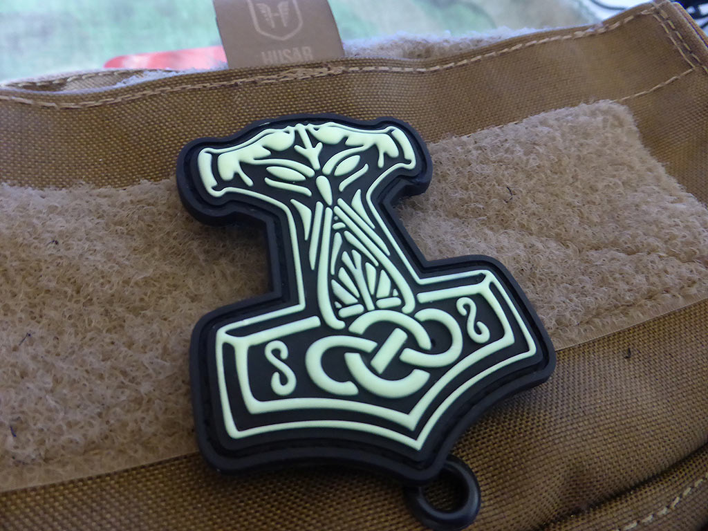 Thors Hammer Mjölnir Patch, gid  / 3D Rubber Patch