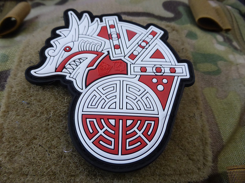 Viking Dragon Ship Head Patch, fullcolor / 3D Rubber Patch