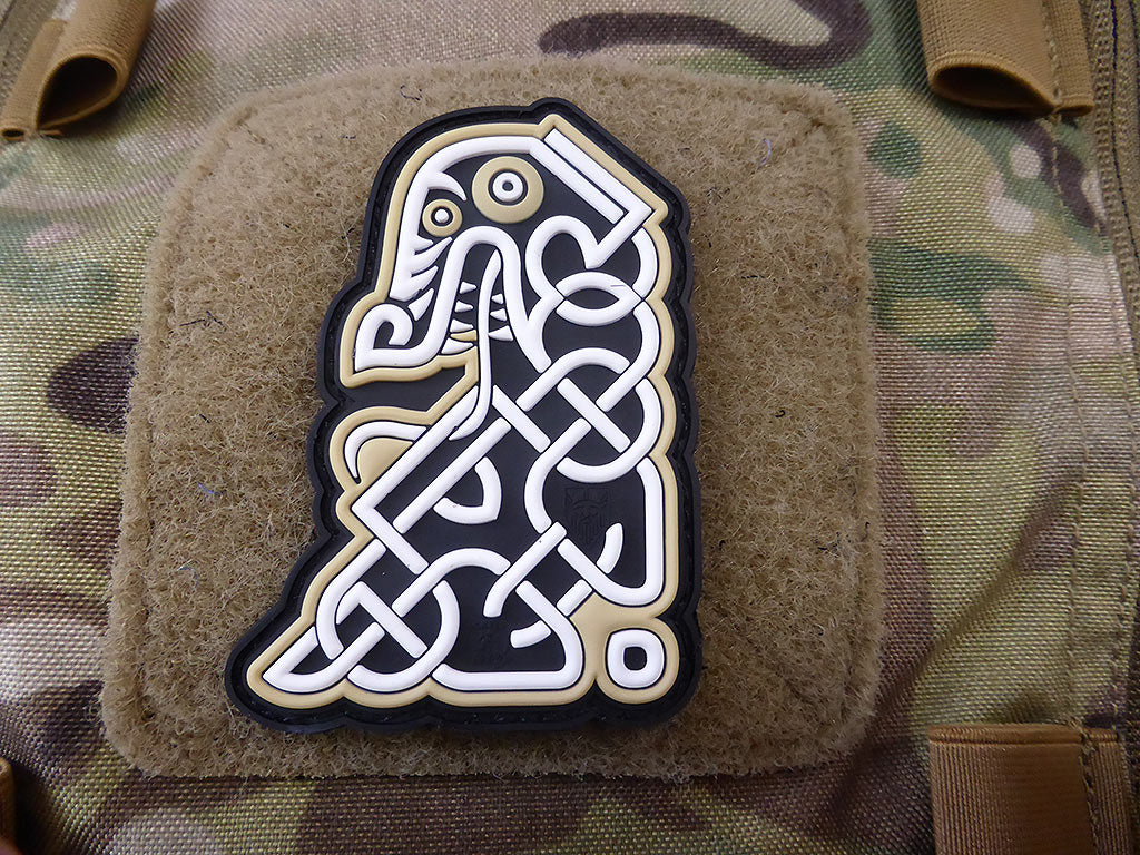 Northman Tribal Dragon Ship Head Patch, full color / 3D Rubber Patch