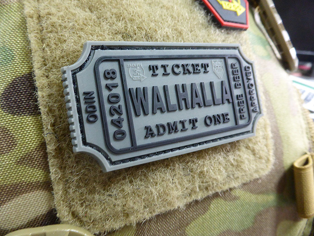 WALHALLA TICKET - Odin approved Patch, steingrau oliv / 3D Rubber Patch