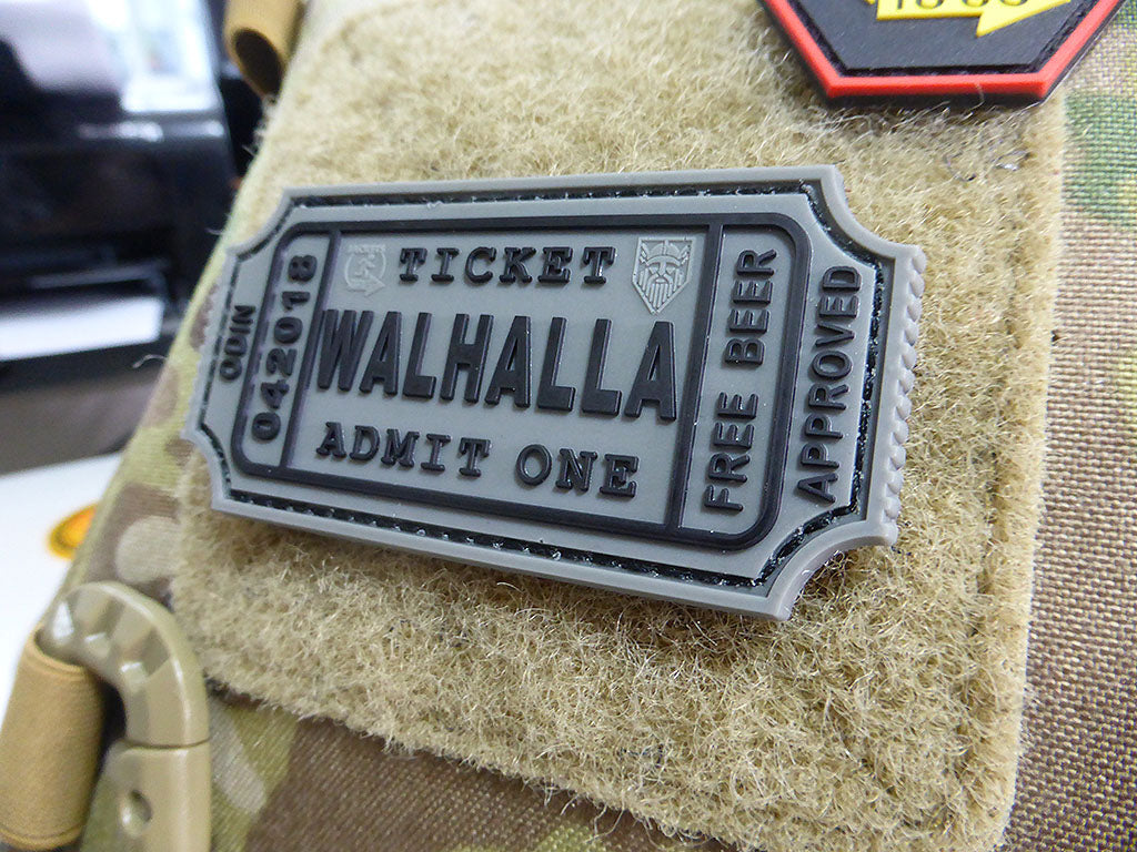 WALHALLA TICKET - Odin approved Patch, steingrau oliv / 3D Rubber Patch