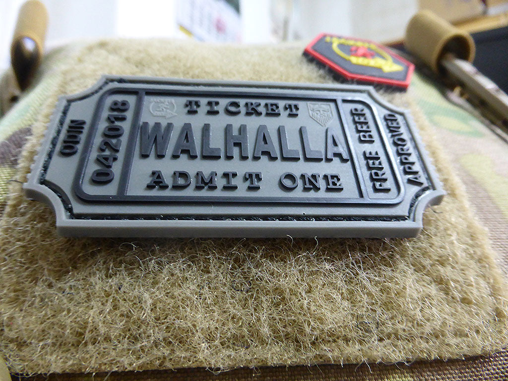 WALHALLA TICKET - Odin approved Patch, steingrau oliv / 3D Rubber Patch