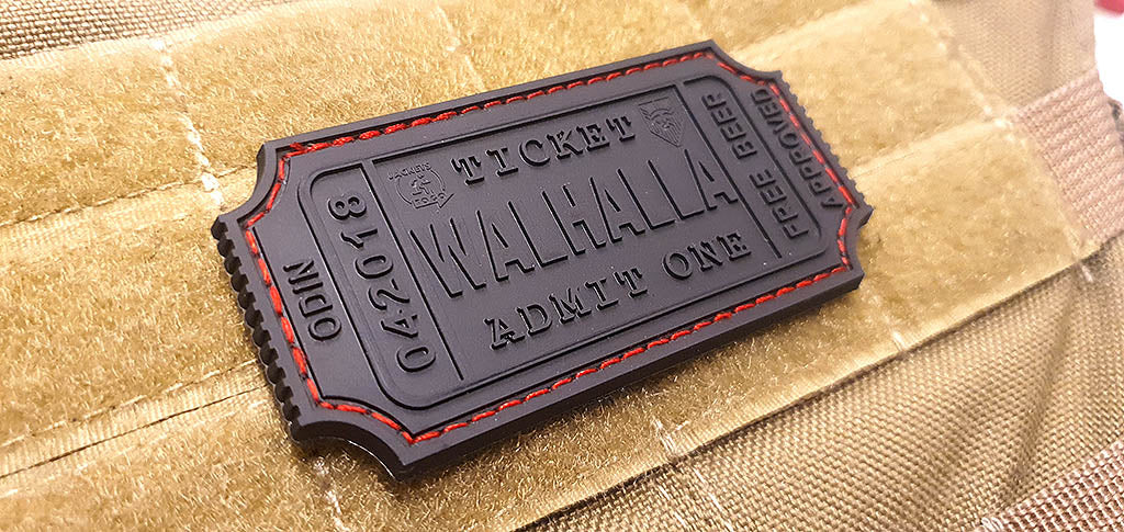 WALHALLA TICKET - Patch approuvé par Odin, noir minuit / Patch en caoutchouc 3D