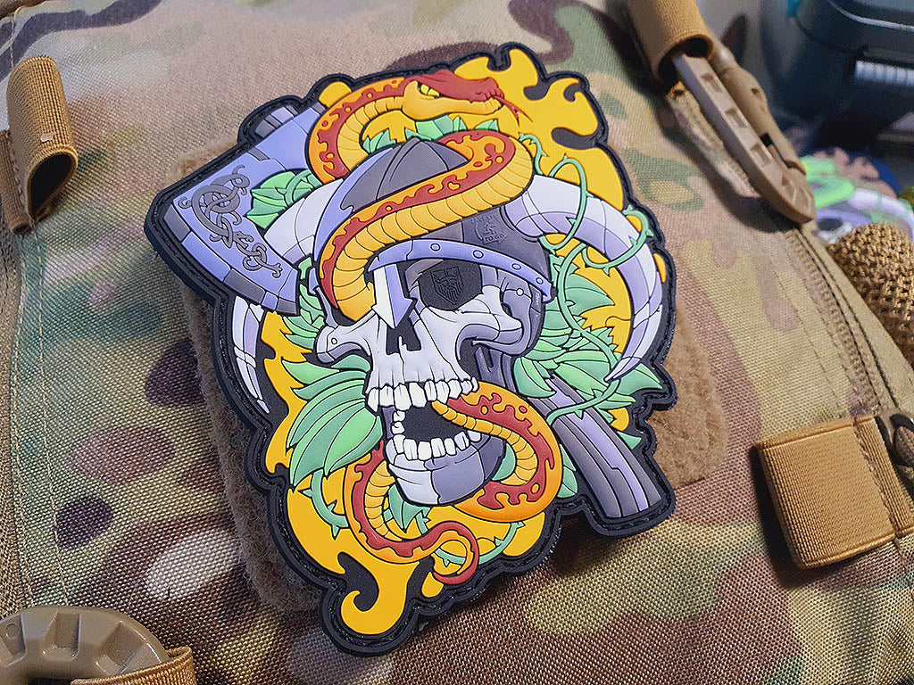 Viking Skull Head Collector Patch, fullcolor, 3D Rubber Patch