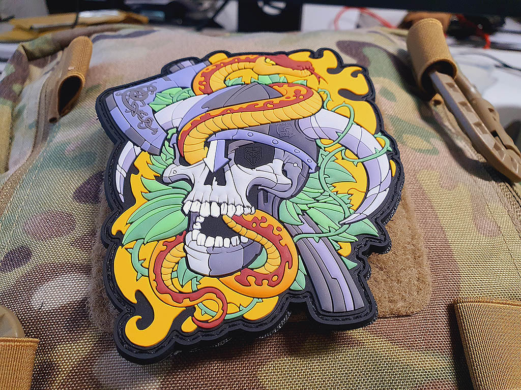 Viking Skull Head Collector Patch, fullcolor, 3D Rubber Patch