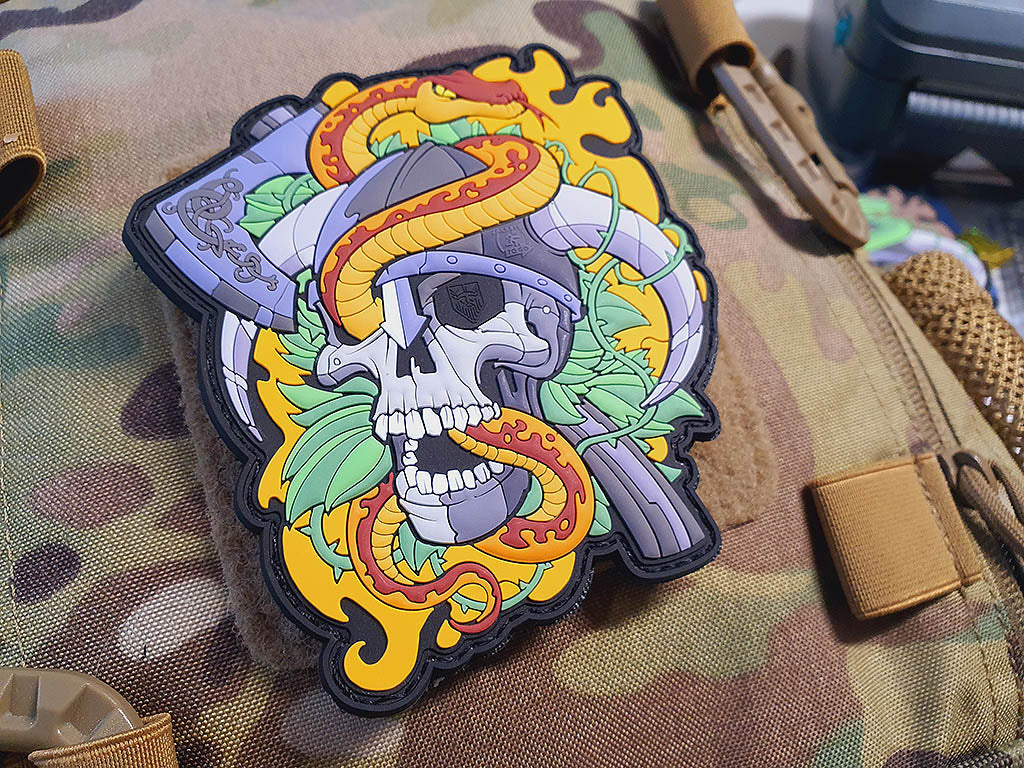 Viking Skull Head Collector Patch, fullcolor, 3D Rubber Patch