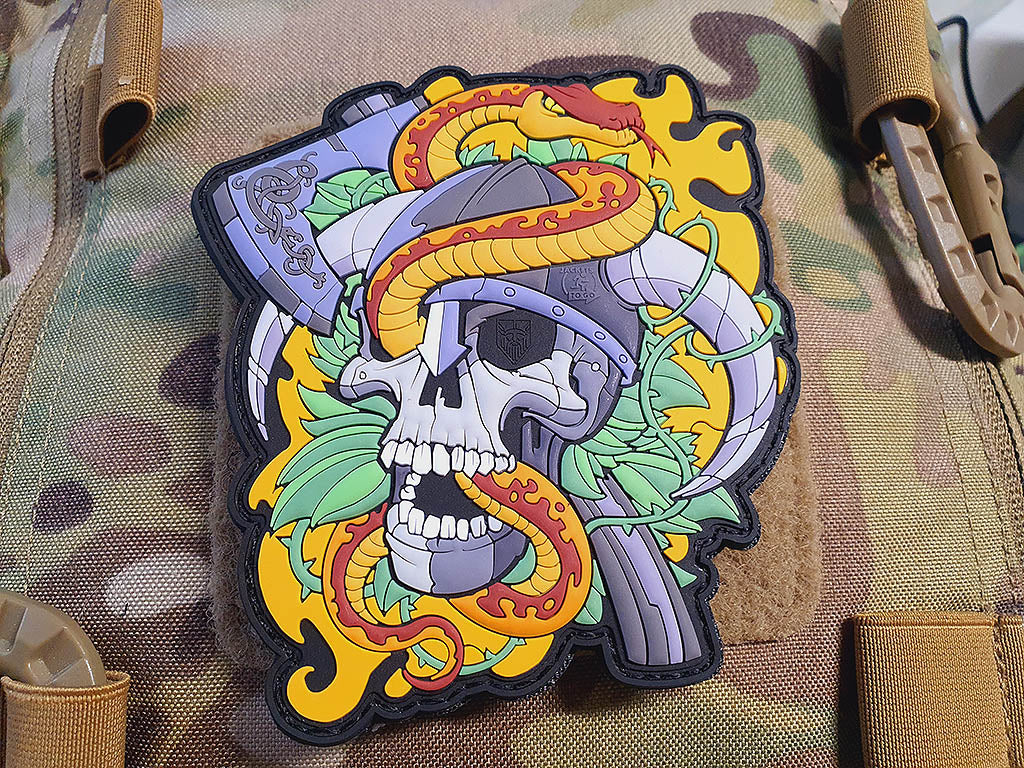 Viking Skull Head Collector Patch, fullcolor, 3D Rubber Patch