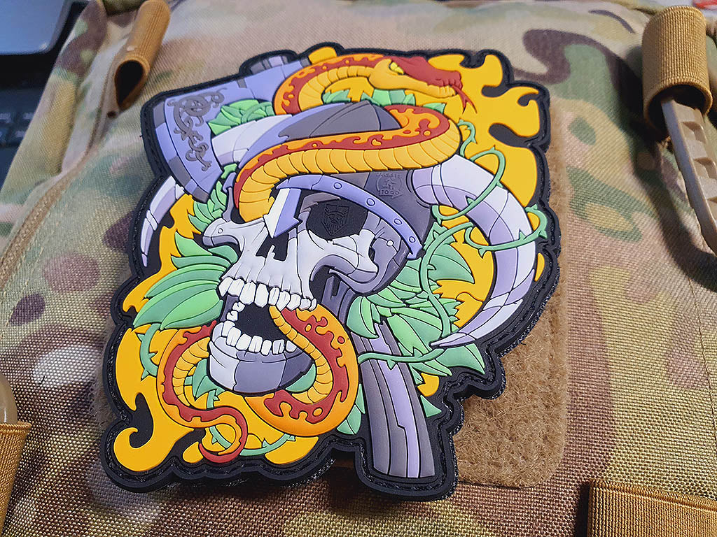 Viking Skull Head Collector Patch, fullcolor, 3D Rubber Patch