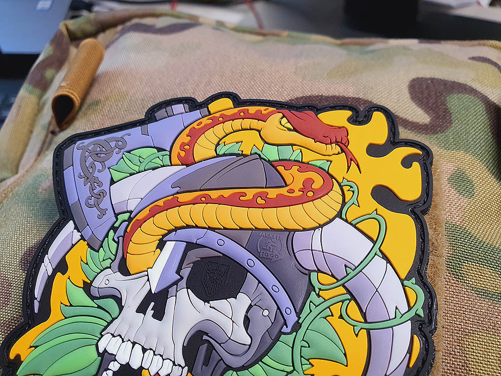 Viking Skull Head Collector Patch, fullcolor, 3D Rubber Patch