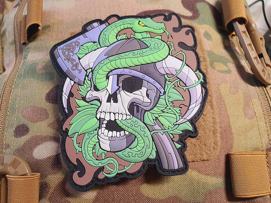 Viking Skull Head Collector Patch, woodland, 3D Rubber Patch