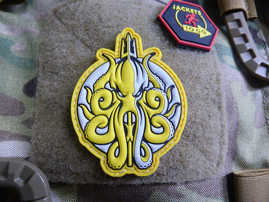 Release The KRAKEN Patch, dirty yellow / 3D Rubber Patch