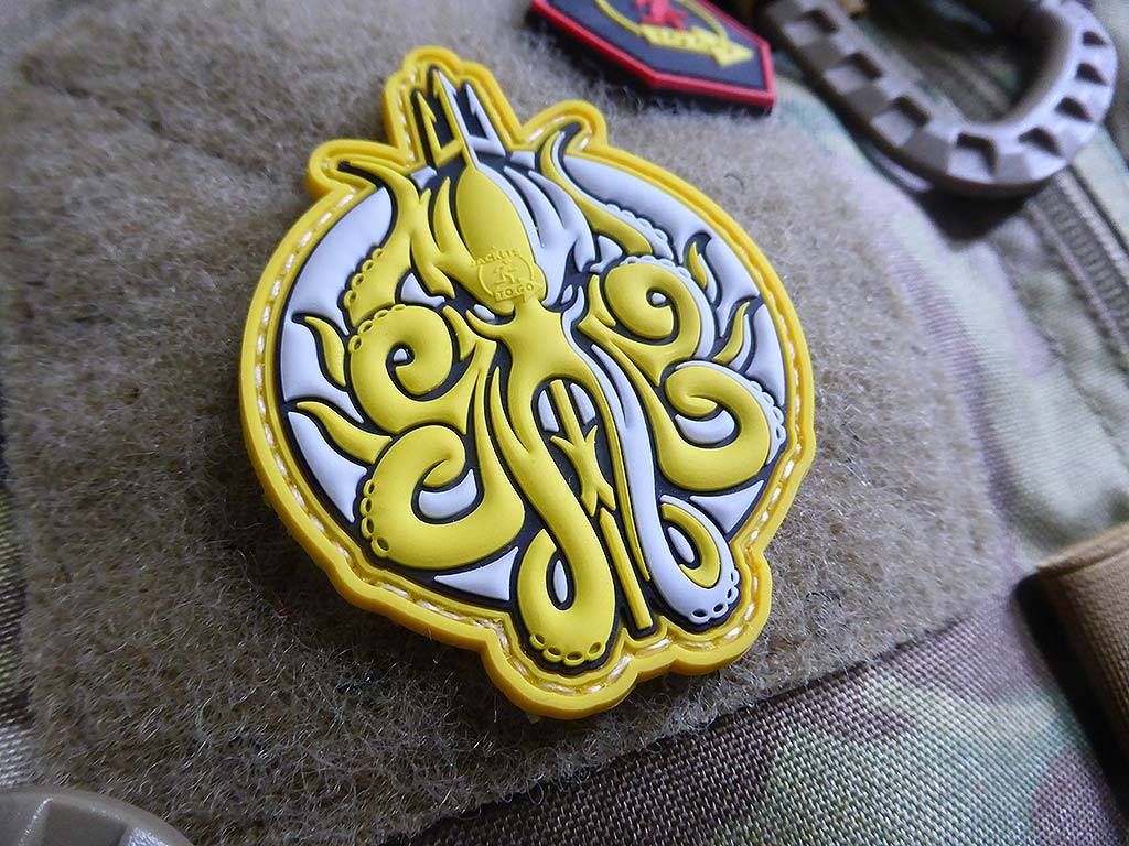 Release The KRAKEN Patch, dirty yellow / 3D Rubber Patch