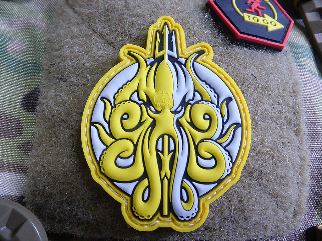 Release The KRAKEN Patch, dirty yellow / 3D Rubber Patch