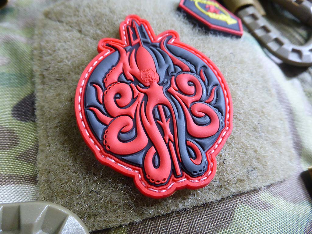 Release The KRAKEN Patch, red / 3D Rubber Patch
