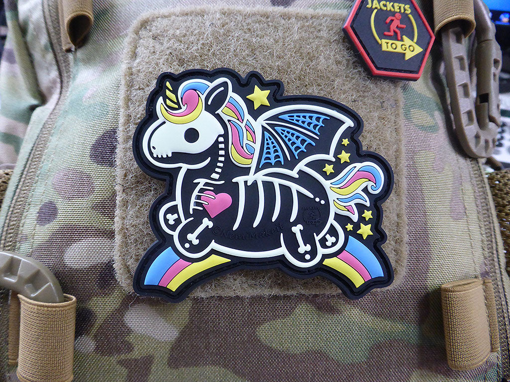 Skeleton Unicorn Patch, gid glow in the Dark, 3D Rubber Patch