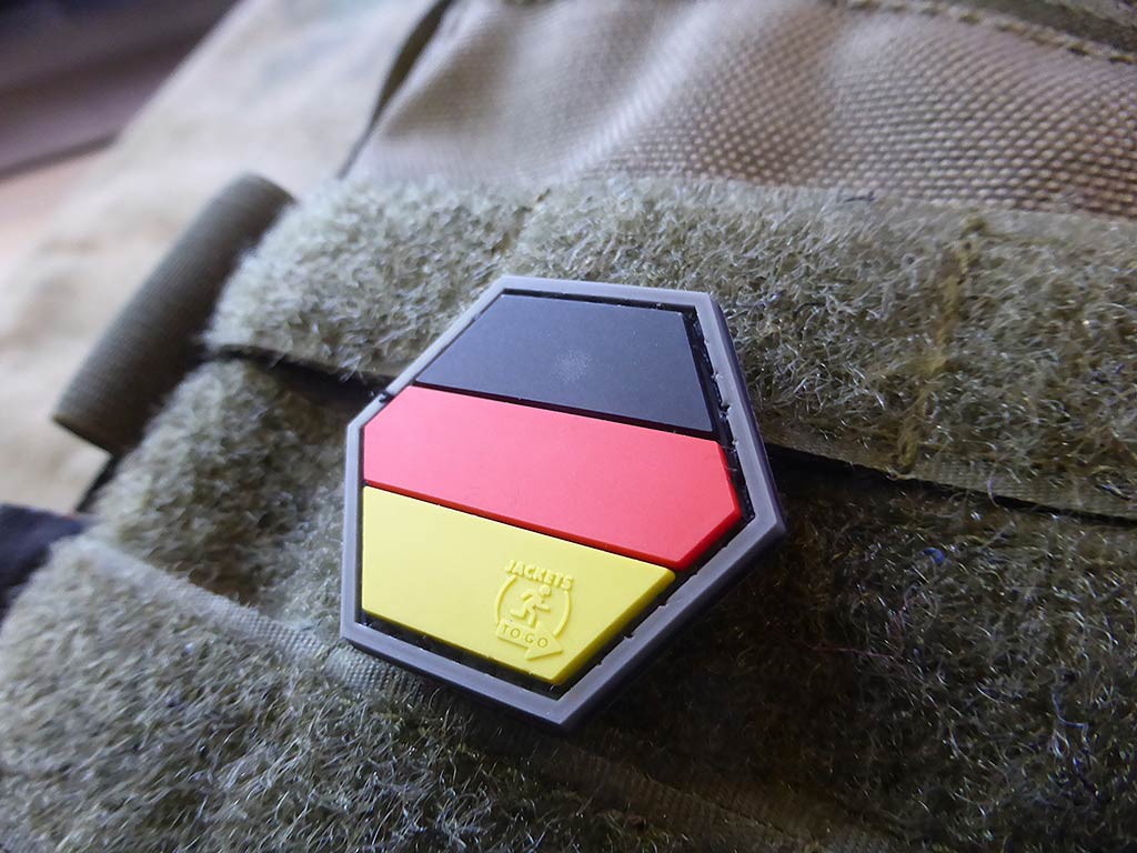 Deutschland Flagge Hexagon Patch, fullcolor  / 3D Rubber Patch, HexPatch