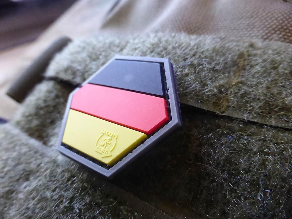 Deutschland Flagge Hexagon Patch, fullcolor  / 3D Rubber Patch, HexPatch