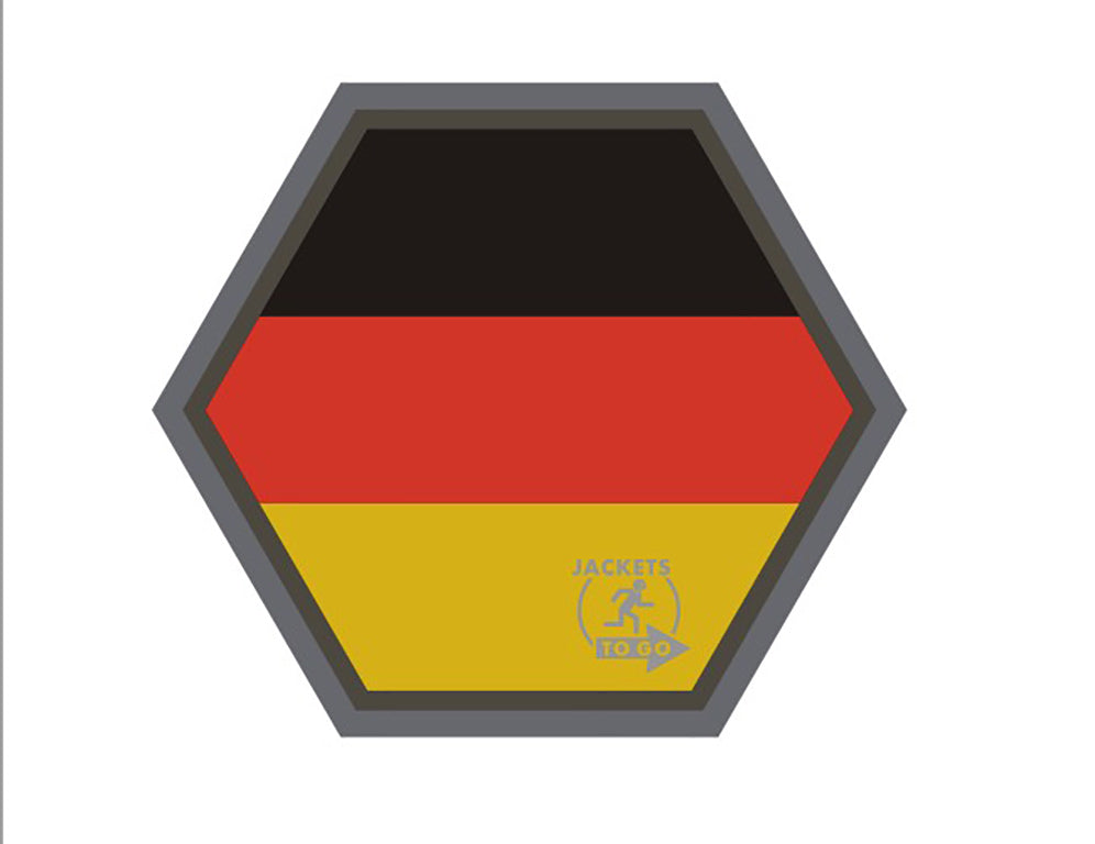 Patch hexagone drapeau Allemagne, patch en caoutchouc polychrome / 3D, HexPatch
