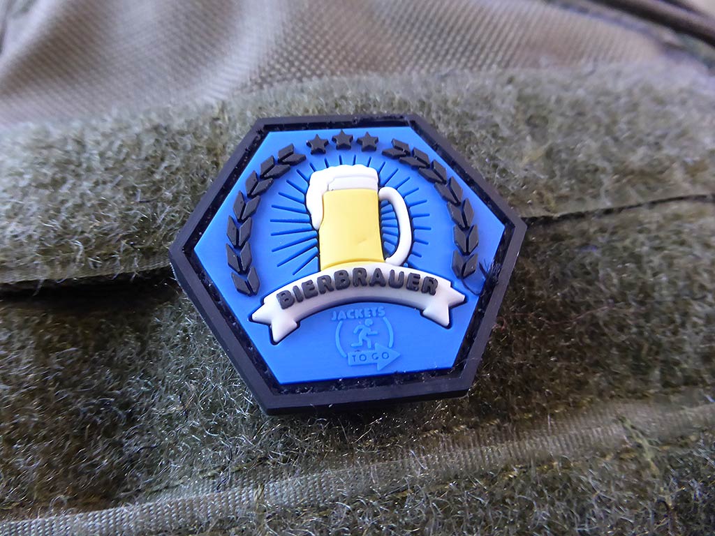 BRASSERIE DE BIÈRE, Patch Hexagone, Brasseur De Bière Bleu / Patch En Caoutchouc 3D, HexPatch