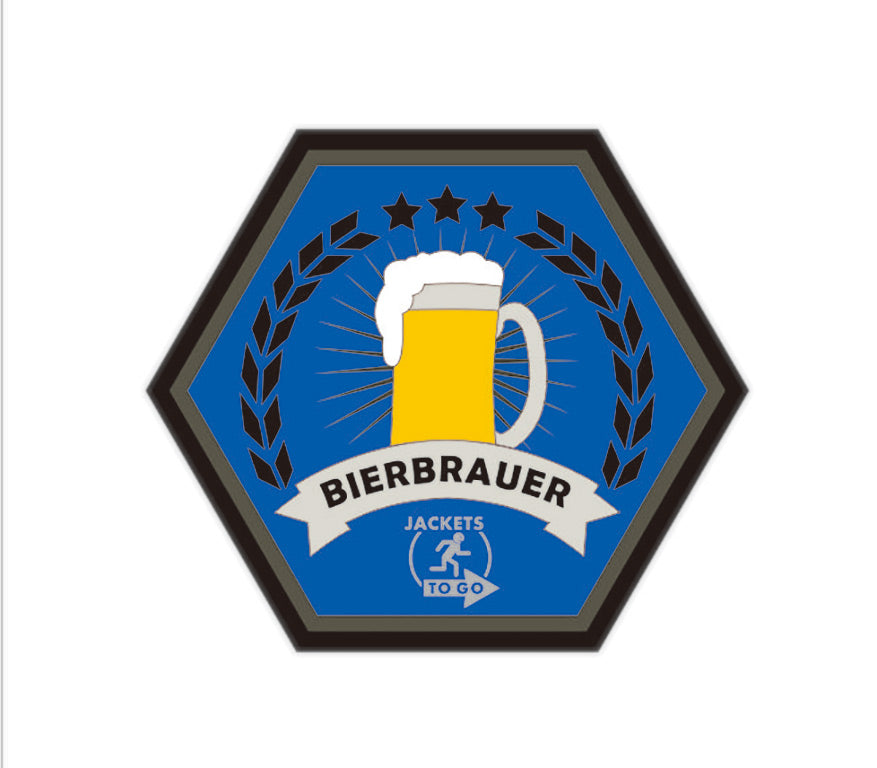 BIERBRAUER, Hexagon Patch, Bierbrauerblau / 3D Rubber Patch, HexPatch