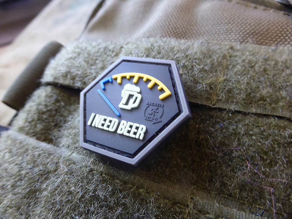 I NEED BEER, Bierbrauerspezial, Hexagon Patch, gid  / 3D Rubber Patch, HexPatch