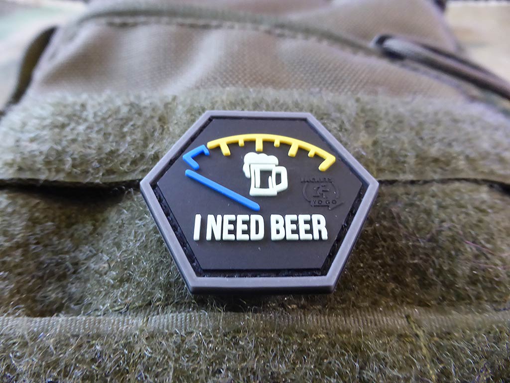 I NEED BEER, Bierbrauerspezial, Hexagon Patch, gid  / 3D Rubber Patch, HexPatch