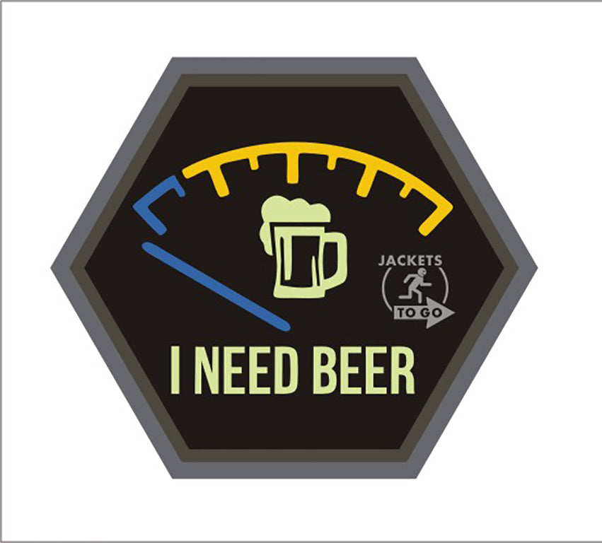 I NEED BEER, Bierbrauerspezial, Hexagon Patch, gid  / 3D Rubber Patch, HexPatch - Patch Snatched