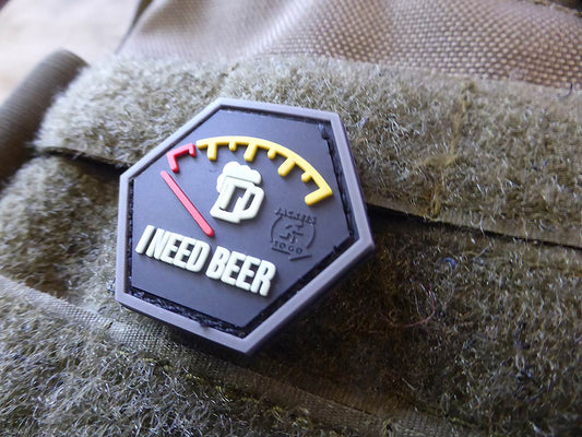 I NEED BEER, Bierdiebespezial, Hexagon Patch, gid  / 3D Rubber Patch, HexPatch