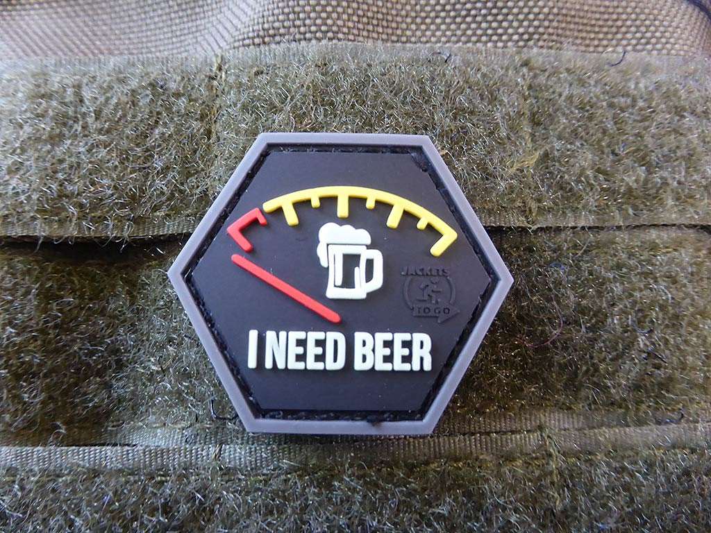 I NEED BEER, Bierdiebespezial, Hexagon Patch, gid  / 3D Rubber Patch, HexPatch