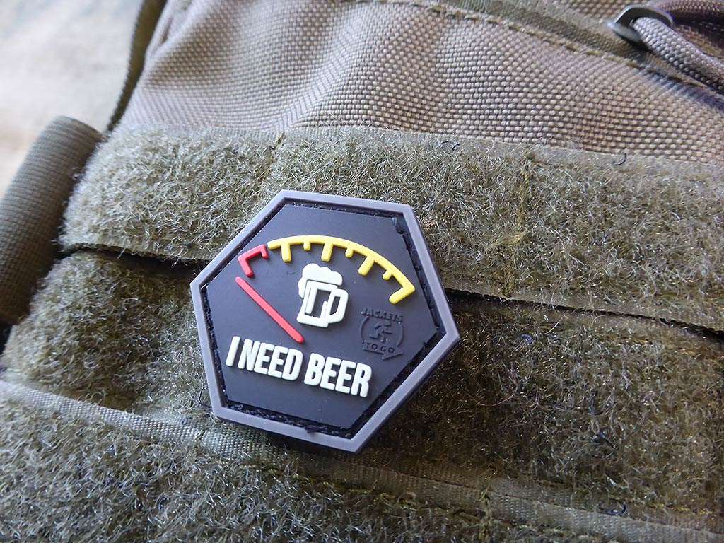 I NEED BEER, Bierdiebespezial, Hexagon Patch, gid  / 3D Rubber Patch, HexPatch