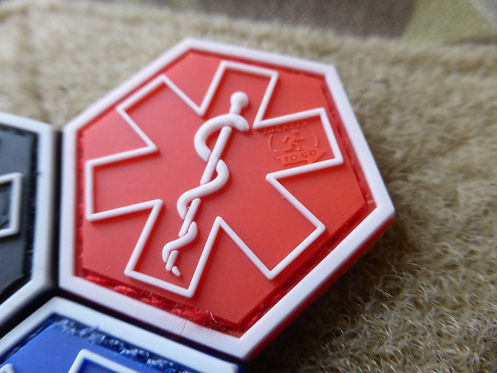 PARAMEDIC, rot Hexagon Patch  / 3D Rubber Patch, HexPatch - Patch Snatched