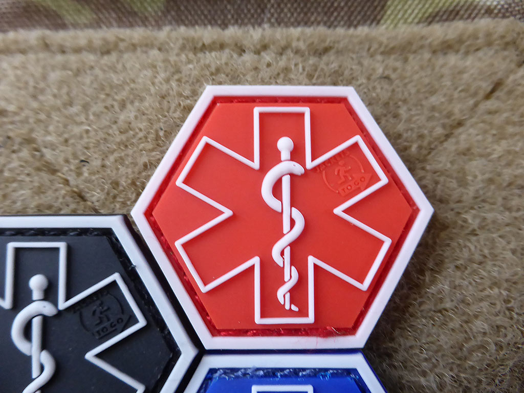 PARAMEDIC, rot Hexagon Patch  / 3D Rubber Patch, HexPatch - Patch Snatched