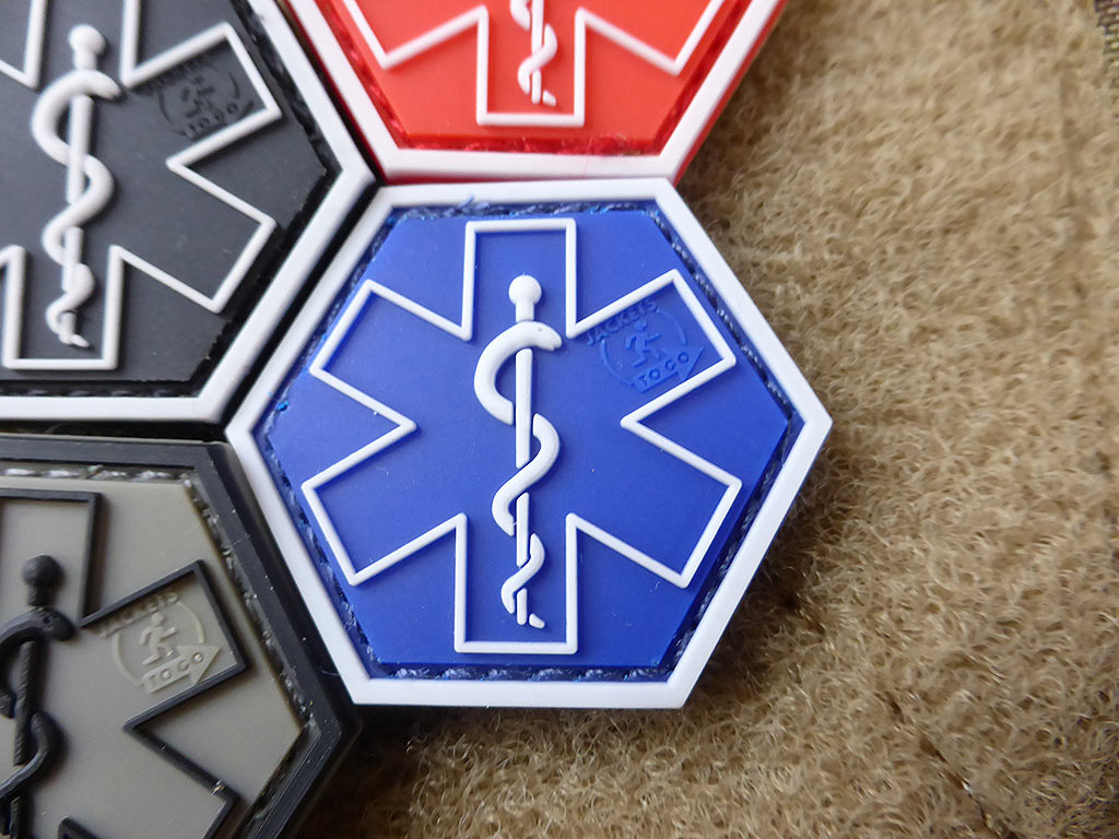 PARAMEDIC, blau Hexagon Patch  / 3D Rubber Patch, HexPatch