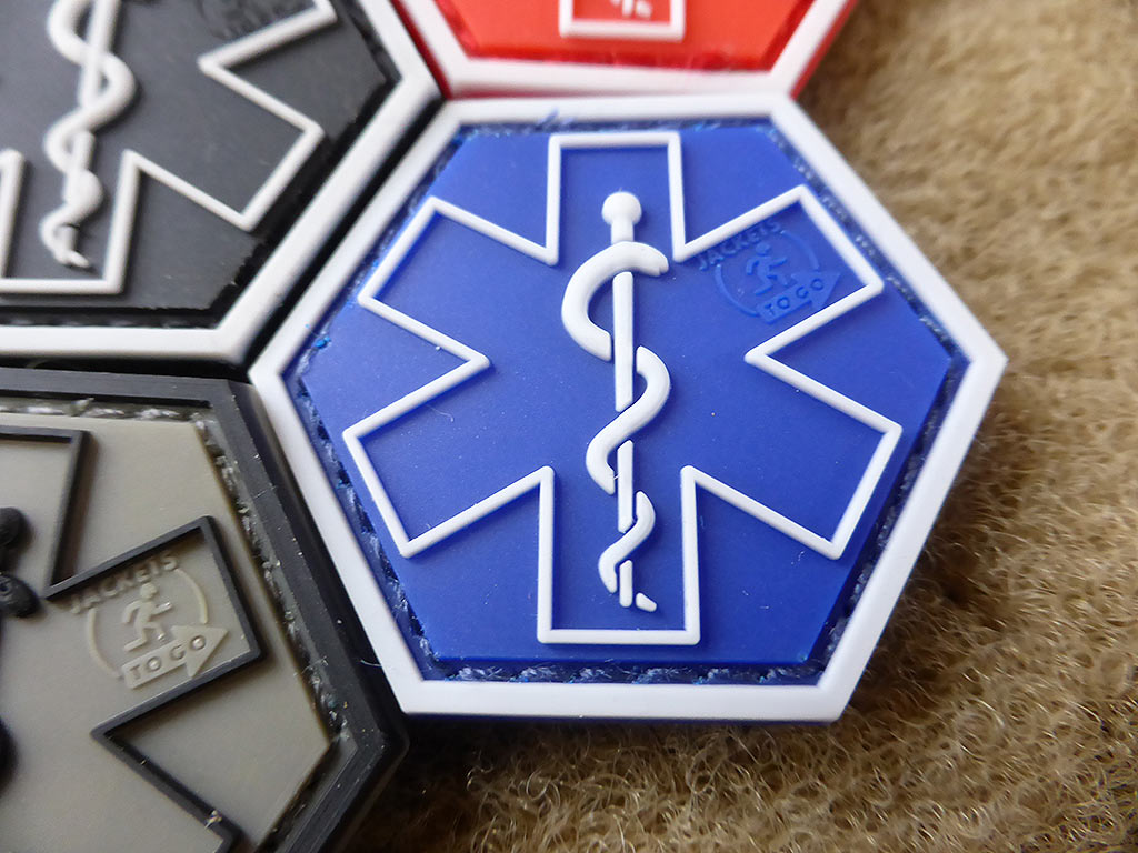 PARAMEDIC, blau Hexagon Patch  / 3D Rubber Patch, HexPatch - Patch Snatched