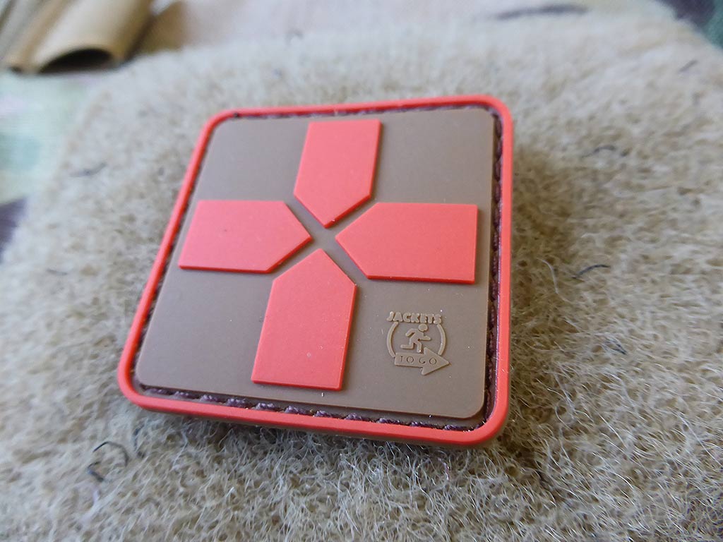 RedCross Medic Patch, 40mm, coyote marron rouge / Patch caoutchouc 3D