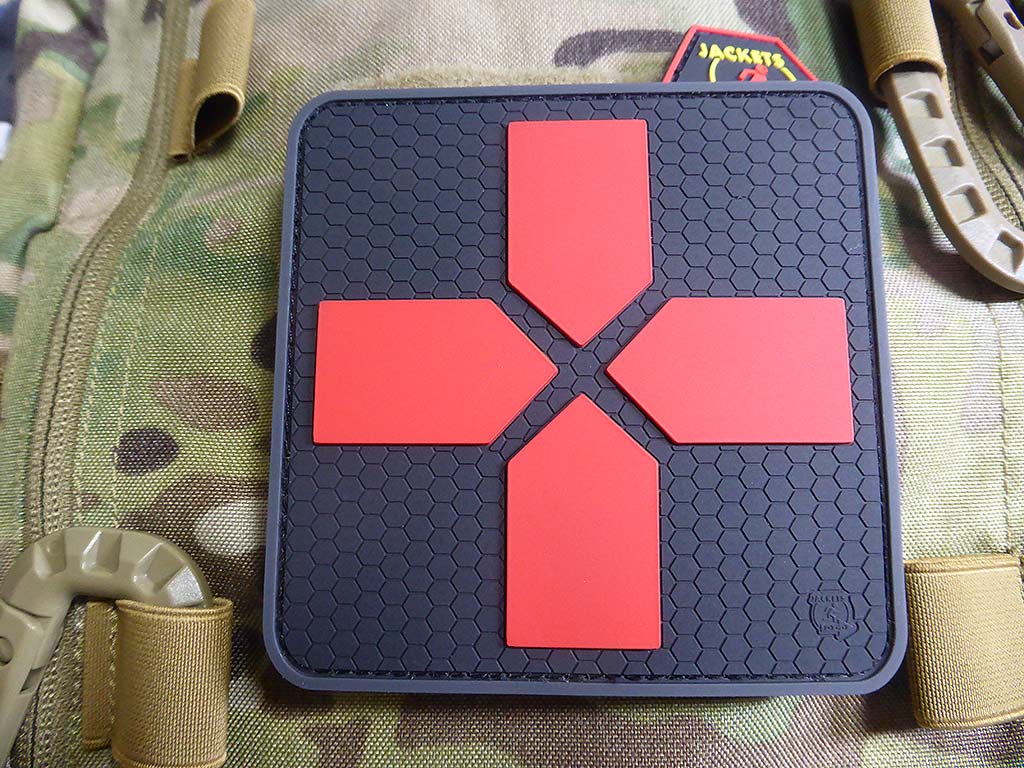 Big RedCross Medic Patch, 100mm, blackmedic  / 3D Rubber Patch