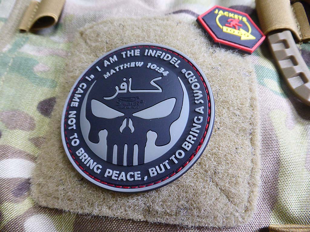 Patch THE INFIDEL PUNISHER, olive gris pierre / Patch caoutchouc 3D