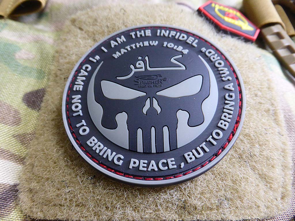 Patch THE INFIDEL PUNISHER, olive gris pierre / Patch caoutchouc 3D