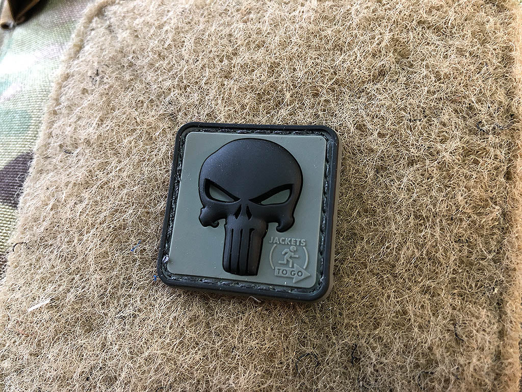 Patch Punisher, gris pierre-noir olive, patch en caoutchouc 3D