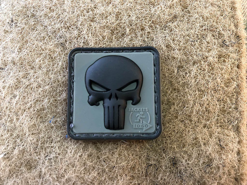 Patch Punisher, gris pierre-noir olive, patch en caoutchouc 3D