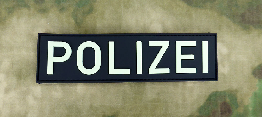 Polizei Schriftzug Patch, Glow in the Dark / 3D Rubber Patch