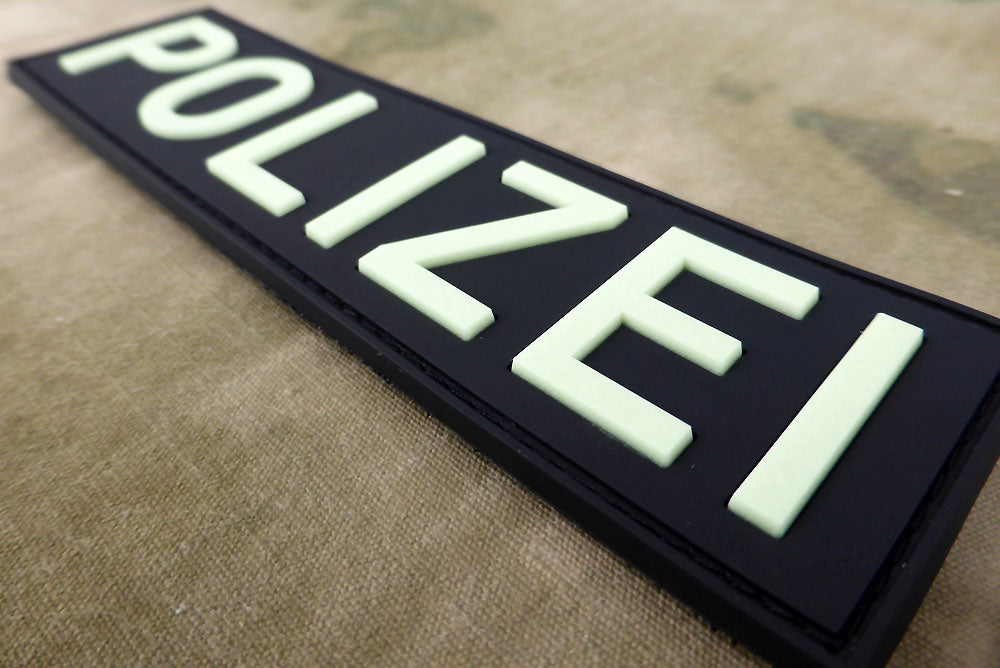 Polizei Schriftzug Patch, Glow in the Dark / 3D Rubber Patch