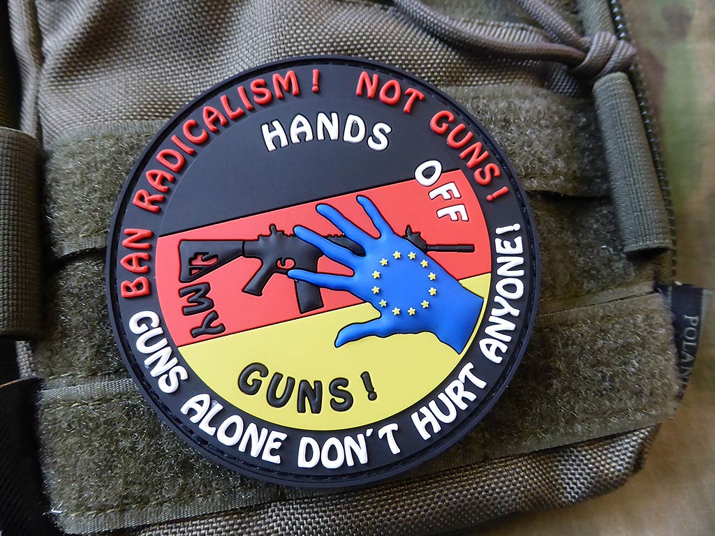 HANDS OFF MY GUN Deutschland Patch, fullcolor / 3D Rubber Patch